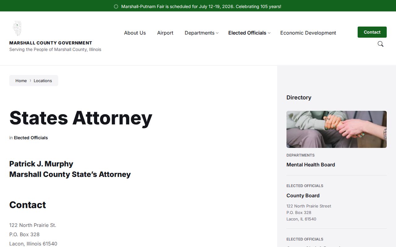 Marshall County State's Attorney office page