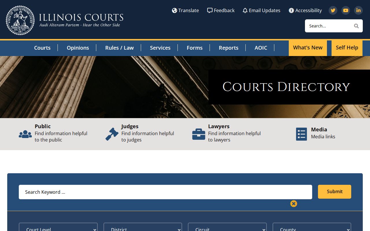 Illinois Courts directory used to locate Marshall County courts