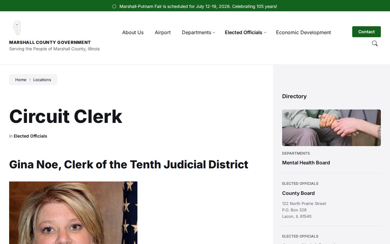 Marshall County Circuit Clerk page with court record links