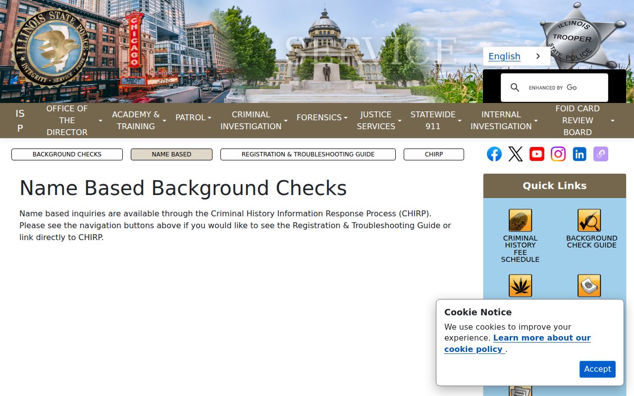 Illinois State Police name-based criminal history check information